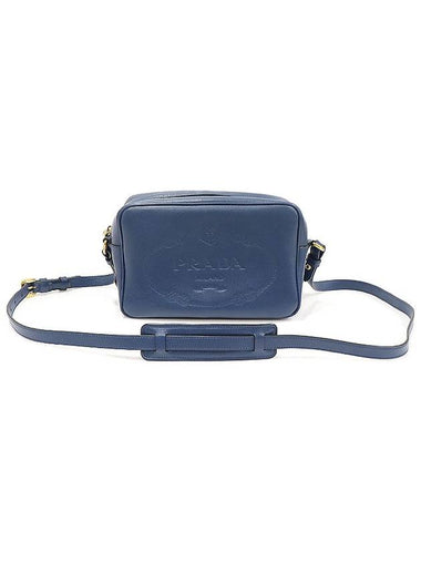 1BH089 Blue GLACE CALF gold square camera cross bag - PRADA - BALAAN 1