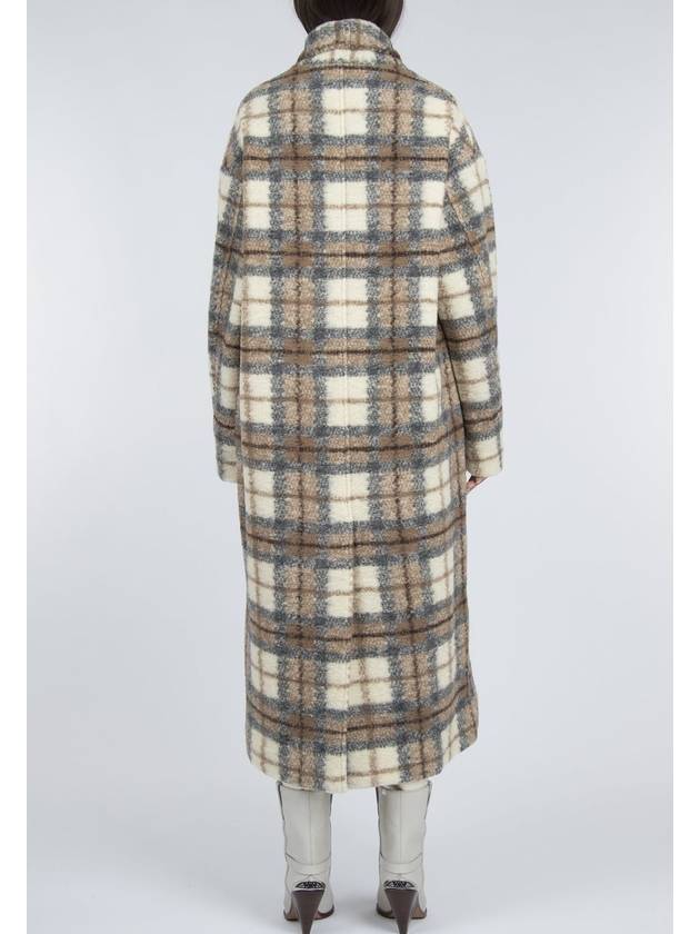 Elayo Check Wool Single Coat Beige - ISABEL MARANT - BALAAN 5