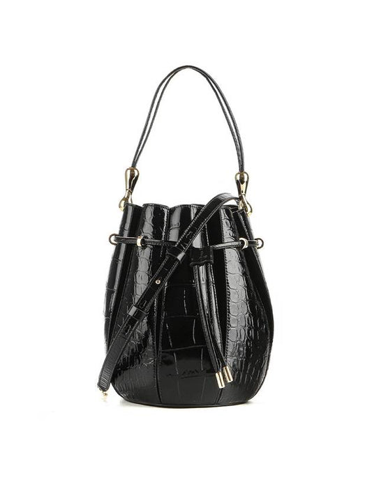 Women’s Inlays Leather Suede Bucket Bag Black - SALVATORE FERRAGAMO - BALAAN 1