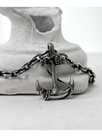 Black Line Anchor Chain Necklace Black Silver - BLESSED BULLET - BALAAN 1