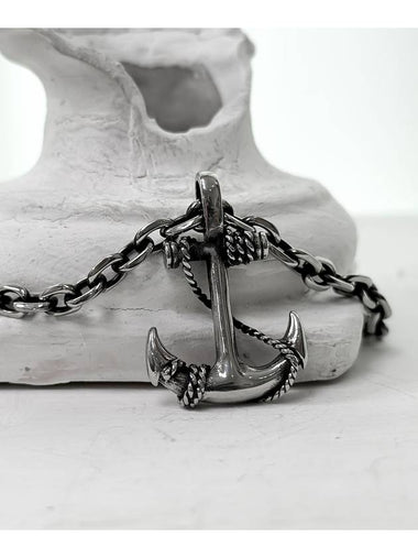 Black Line Anchor Chain Necklace Black Silver - BLESSED BULLET - BALAAN 1