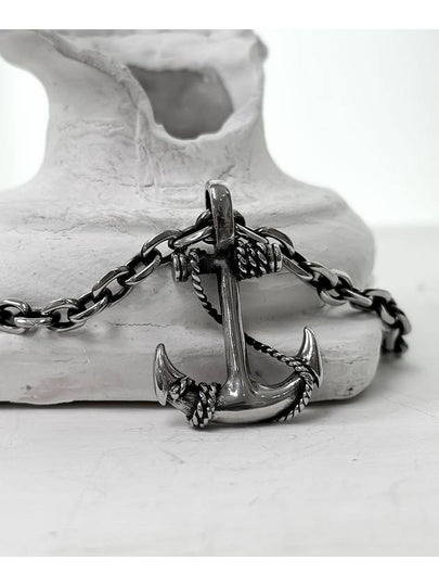 Black Line Anchor Chain Necklace Black Silver - BLESSED BULLET - BALAAN 2