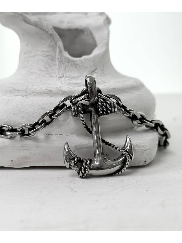 Black Line Anchor Chain Necklace Black Silver - BLESSED BULLET - BALAAN 2