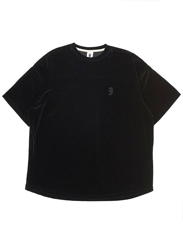 Drop Shoulder Velvet Short Sleeve T-Shirt Black - A NOTHING - BALAAN 2