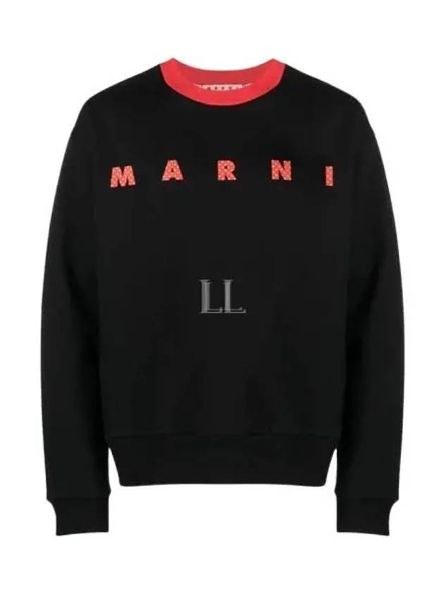 Logo Print Crew Neck Sweatshirt Black - MARNI - BALAAN 2