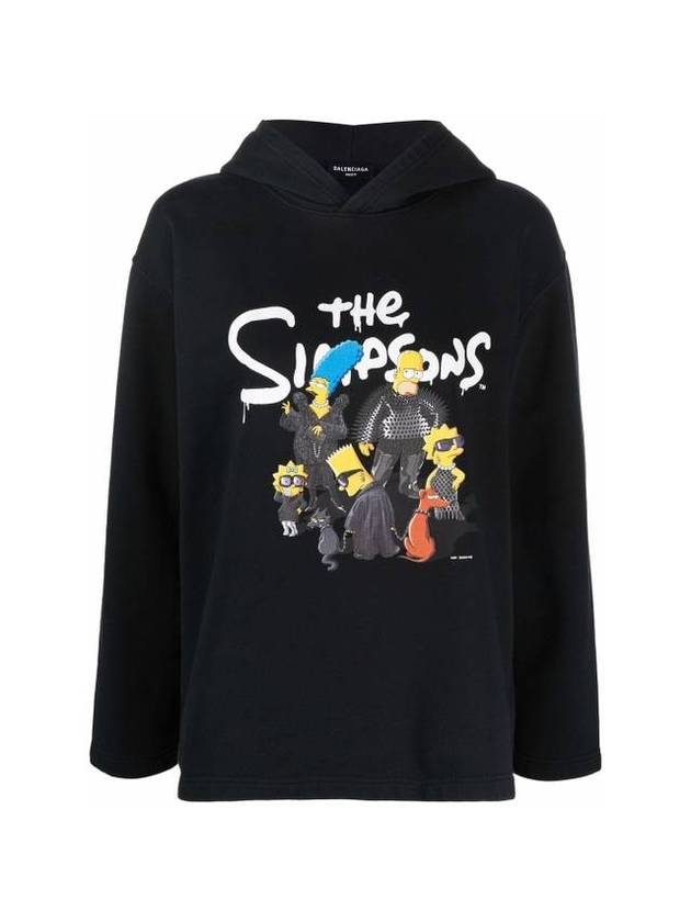 Simpsons Print Hoodie Black - BALENCIAGA - BALAAN 1