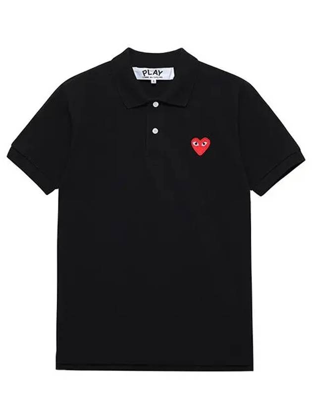 Red Heart Wappen Polo Shirt Black - COMME DES GARCONS - BALAAN 2