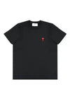 Small Heart Logo Short Sleeve T-Shirt Black - AMI - BALAAN 2