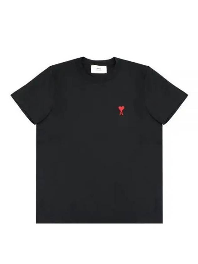 Small Heart Logo Short Sleeve T-Shirt Black - AMI - BALAAN 2