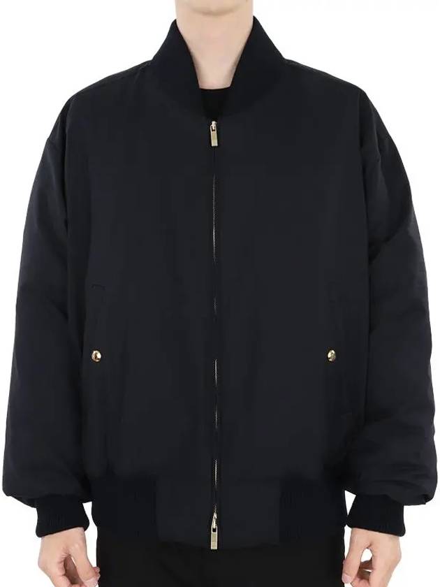 4 Bar Oversized Down Bomber Jacket Navy - THOM BROWNE - BALAAN 3