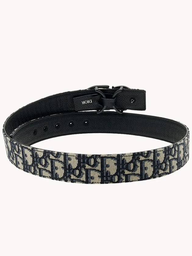 CD Oblique Jacquard Calfskin 35mm Reversible Belt Black Beige - DIOR - BALAAN.