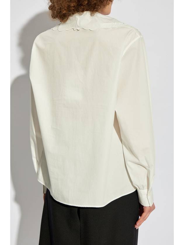 Chloé Cotton Shirt With Lace Trim, Women's, White - CHLOE - BALAAN 4