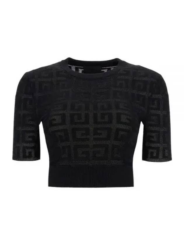 4G Jacquard Cropped Short Sleeve Knit Top Black - GIVENCHY - BALAAN 2