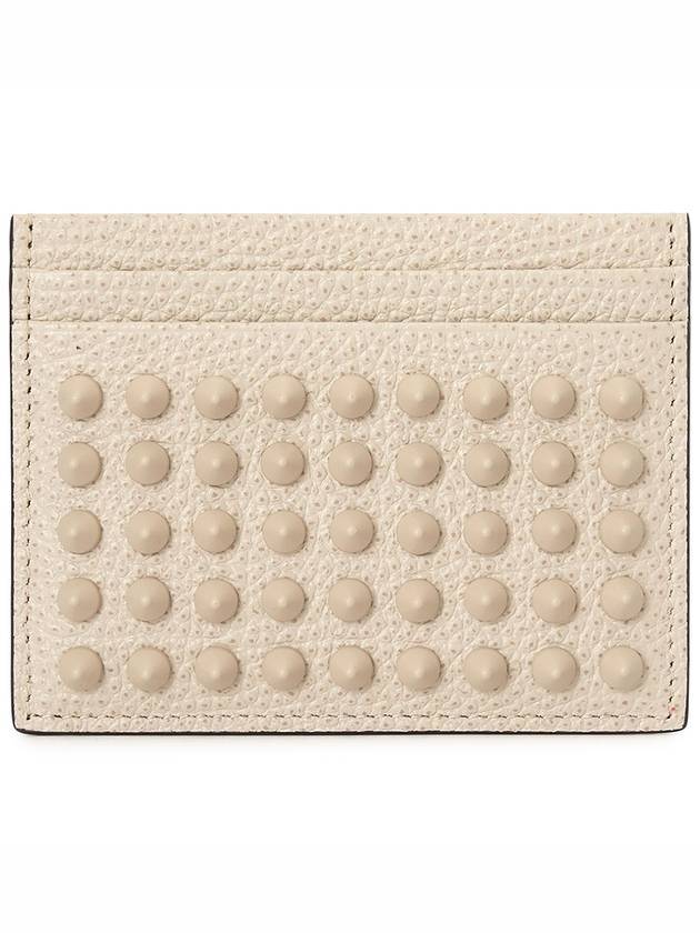 Chios Spike Card Wallet Beige - CHRISTIAN LOUBOUTIN - BALAAN 1