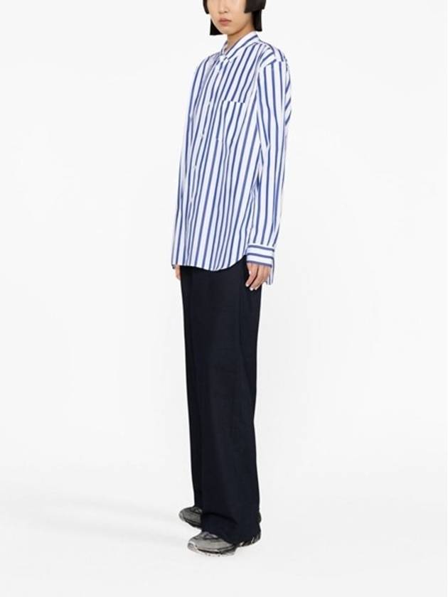 Men's Striped Poplin Long Sleeve Shirt Blue - COMME DES GARCONS - BALAAN 7