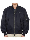 Men's Logo Print Nylon Bomber Jacket Smoke Navy - BURBERRY - BALAAN 5