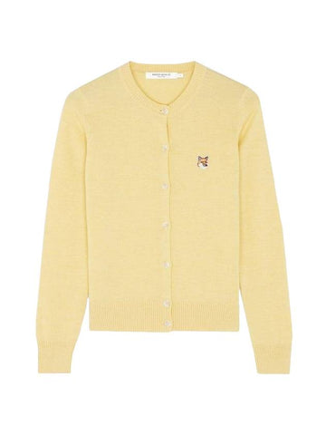 Fox Head Patch Adjusted Round Neck Cardigan Yellow - MAISON KITSUNE - BALAAN 1