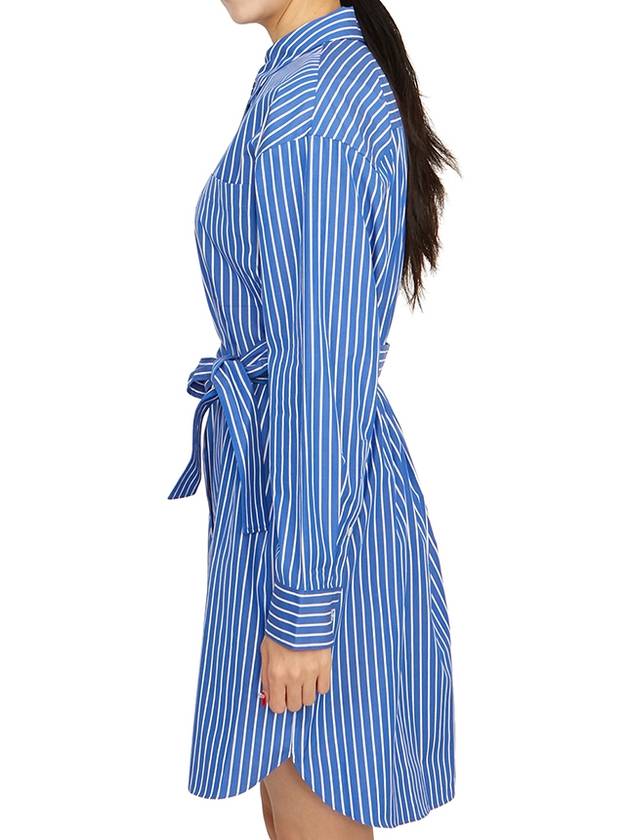 Women's Striped Belt Short Dress Blue - THEORY - BALAAN 4