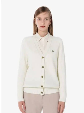 Women s Wool V neck Spring Fall Cardigan AF199E 54NFJ Domestic Product GQ2N24080583531 - LACOSTE - BALAAN 1