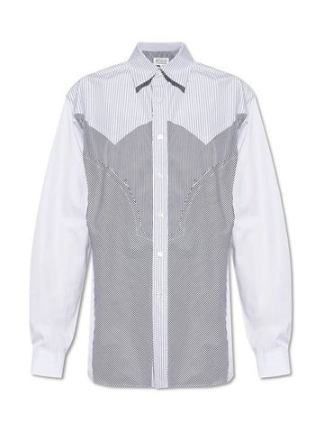 Striped Patchwork Long-Sleeved Shirt - MAISON MARGIELA - BALAAN 1