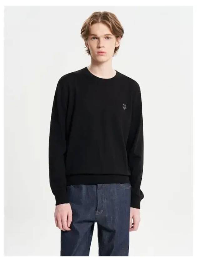 Men s Foxhead Patch Regular Sweatshirt Jumper Black Domestic Product - MAISON KITSUNE - BALAAN 1