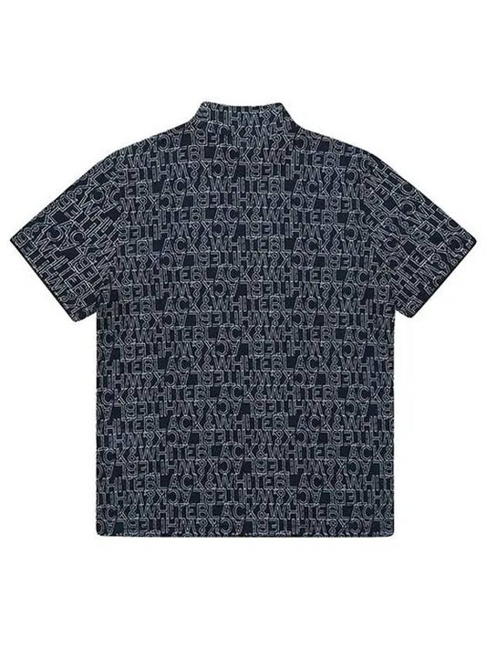 logo print high neck short sleeve t-shirt 9524LZSSNAVY - BLACK&WHITE - BALAAN 2