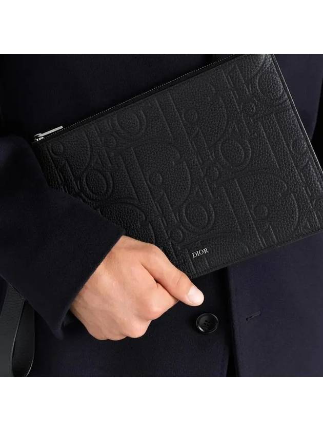 A5 Gravity Leather Grain Calfskin Pouch Bag Black - DIOR - BALAAN 5