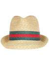 Woven Straw Fedora Beige - GUCCI - BALAAN 3