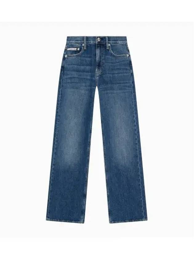 JEANS Women s High Rise Wide Fit Mid Blue Denim J225105 1A4 - CALVIN KLEIN - BALAAN 1