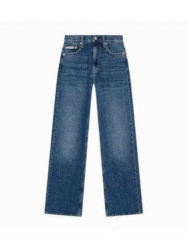 High Rise Wide Fit Jeans Mid Blue - CALVIN KLEIN - BALAAN 1