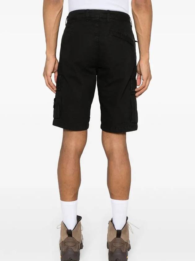 Logo Cotton Slim Cargo Shorts Black - STONE ISLAND - BALAAN 4