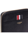 Three Stripes Pebble Grain Zipper Round Half Wallet Black - THOM BROWNE - BALAAN 7