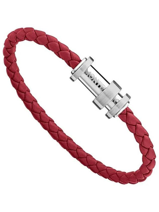 Men's Braided Leather Bracelet Red - MONTBLANC - BALAAN.