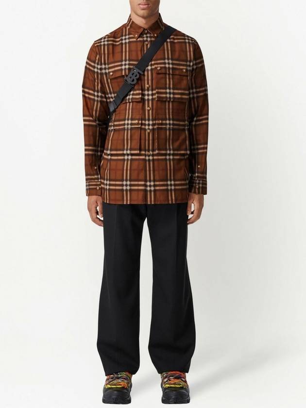 Blurred Check Cotton Long Sleeve Shirt Brown - BURBERRY - BALAAN 6