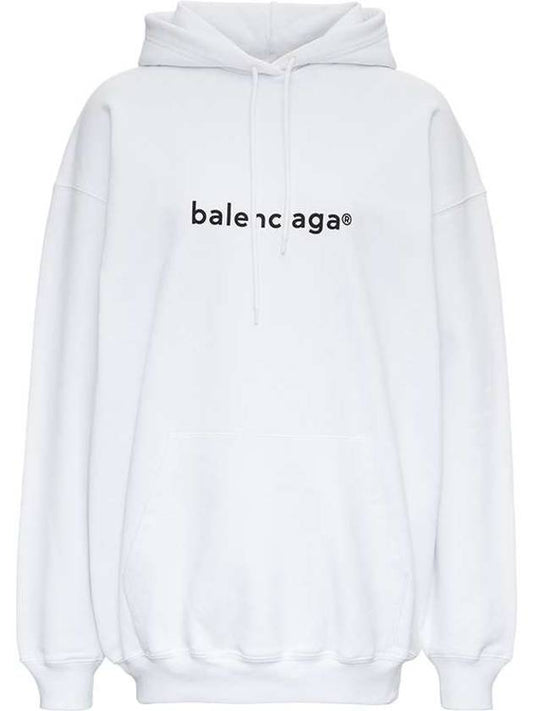 Women's logo printed oversized Hoodie top white - BALENCIAGA - BALAAN 1