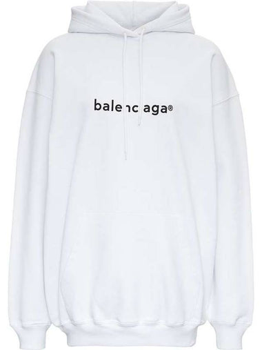 WoMen's logo printed oversized Hoodie top white - BALENCIAGA - BALAAN 1