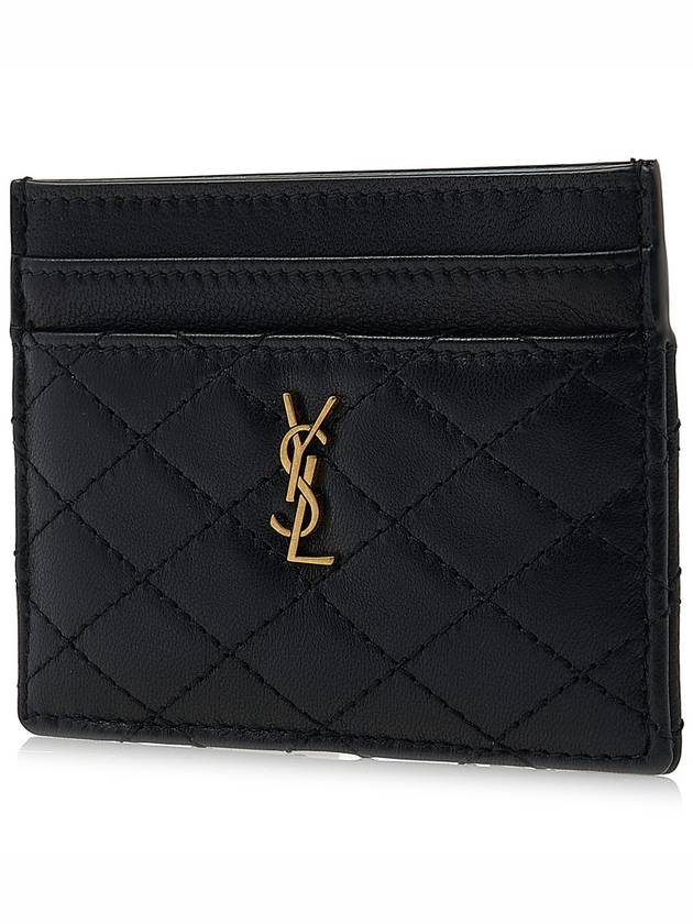 Gabi Quilted Lambskin Card Wallet Black - SAINT LAURENT - BALAAN 3