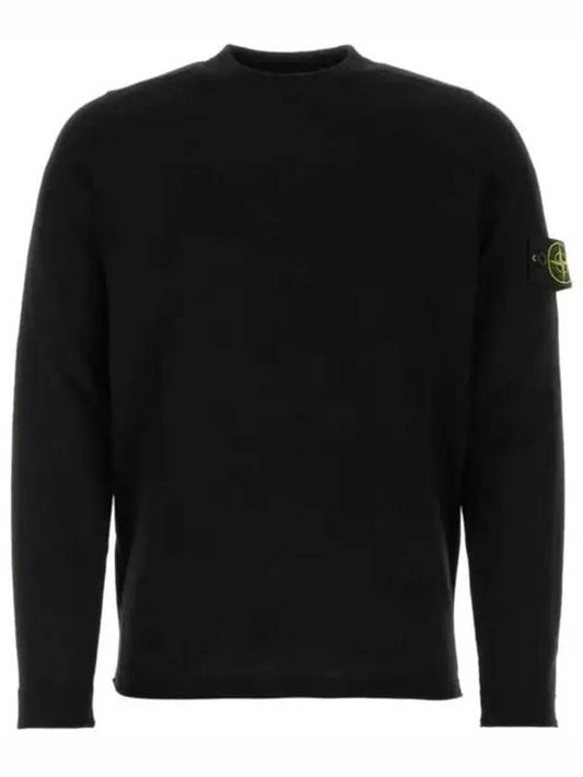 Raw Hand Cotton Crewneck Knit Top Black - STONE ISLAND - BALAAN 2