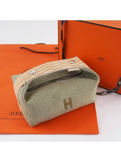 Bride A Brac H Natte Small Pouch Bag Wool Vert Foret - HERMES - BALAAN 2