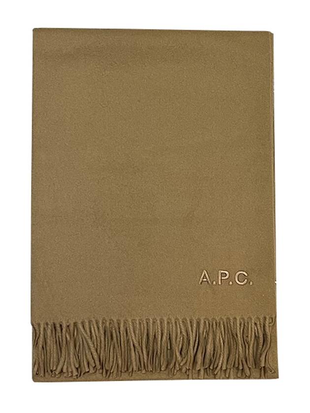 Signature Embroidered Logo Wool Muffler Camel - A.P.C. - BALAAN 2