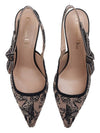 J'adior Cotton Embroidered Slingback Heels Beige - DIOR - BALAAN 7