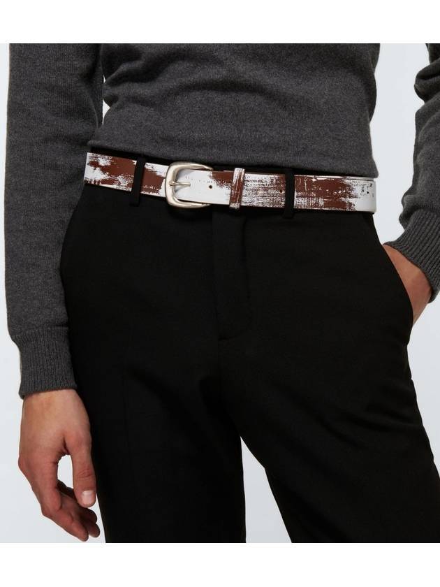 Painted Leather Belt White Brown - MAISON MARGIELA - BALAAN 4