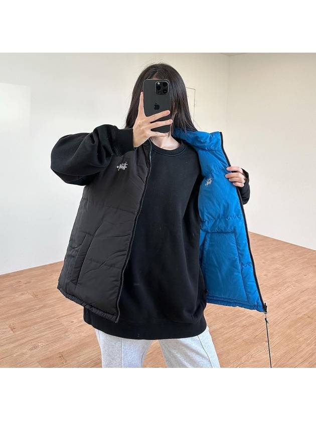 Graffiti Reversible Puffer Vest Mid Blue Black - STUSSY - BALAAN 10