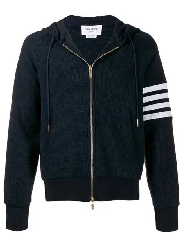 Men's Wapple 4 Bar Reglan Zip Up Hoodie Navy - THOM BROWNE - BALAAN 3