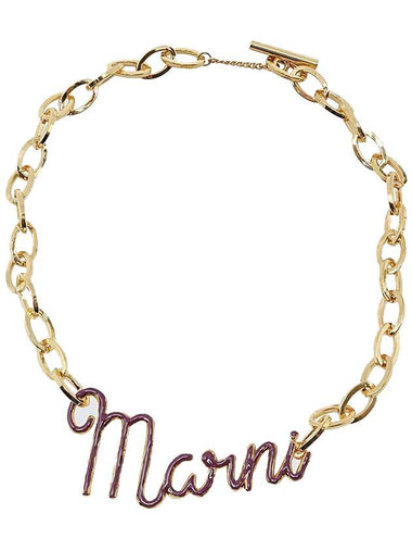 Logo Chain Necklace Gold - MARNI - BALAAN 1