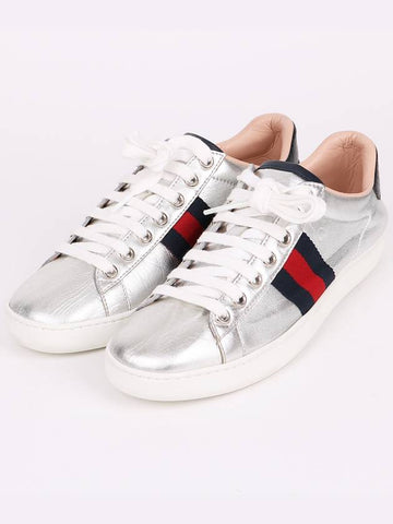 Metallic Silver Three Stripes 36 Women s Sneakers 387993 - GUCCI - BALAAN 1