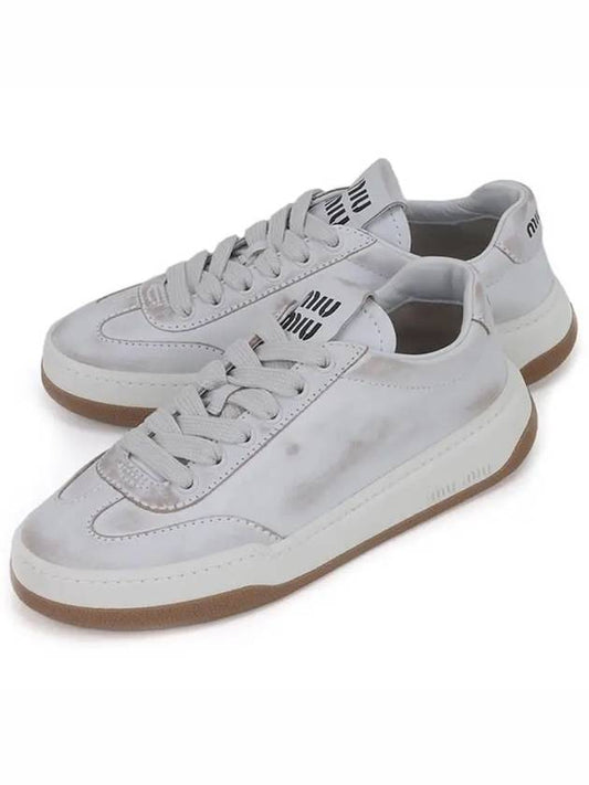 Bleached Leather Low Top Sneakers White - MIU MIU - BALAAN 2