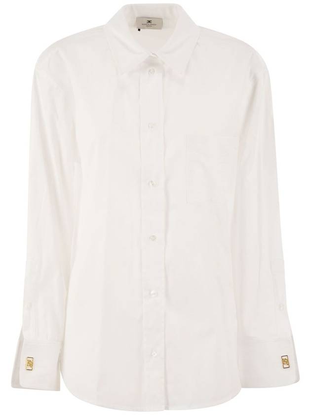 Striped jacquard poplin shirt with cufflinks - ELISABETTA FRANCHI - BALAAN 1