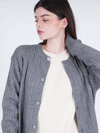 Silket Cable Round Neck Cardigan Chacoal - CHANCE'S NOI - BALAAN 2