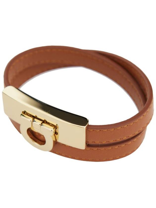 'Gancini' Brown Double Twist Bracelet In Leather Woman - SALVATORE FERRAGAMO - BALAAN 2